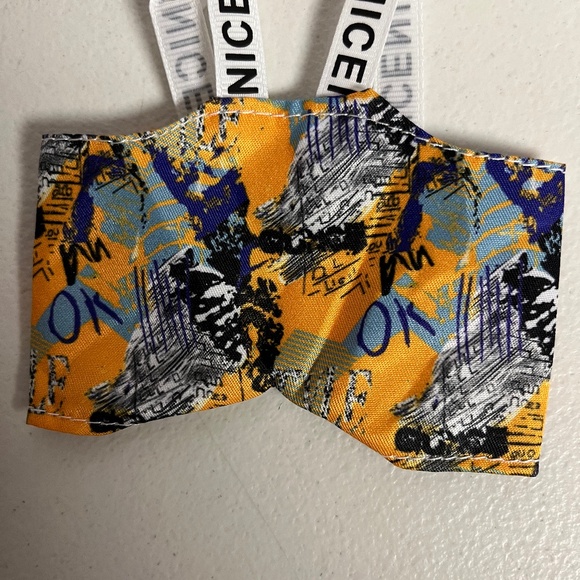 Designer Graffiti Overalls Bucket Hat 2 Piece Outfit For Labubu Orange Blue - Picture 3 of 5